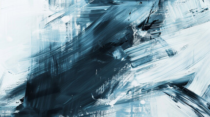 Abstract painting with blue and white harsh brush strokes creating a textured background