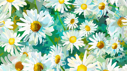 Painted background featuring daisies with splashes of vibrant colors and dynamic brush strokes