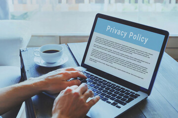Privacy Policy concept, Terms of Use, Privacy Conditions on the screen of laptop