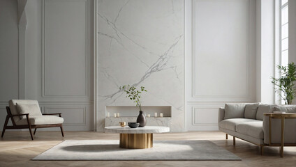 Modern living room interior with a sofa. Generative Ai