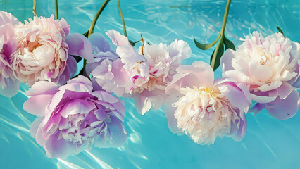 Pink Peonies Floating in a Swimming Pool