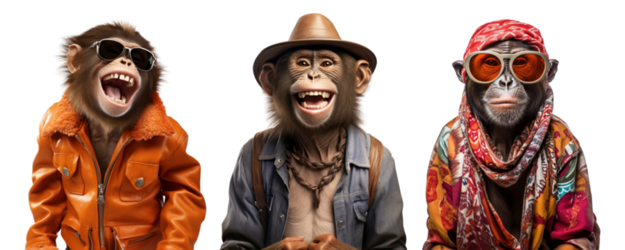 Animal Fashion Portrait png element set on transparent background