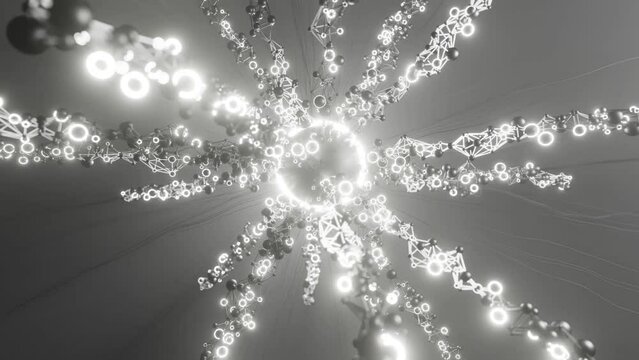 Black and White Sci-Fi Structures loop animation