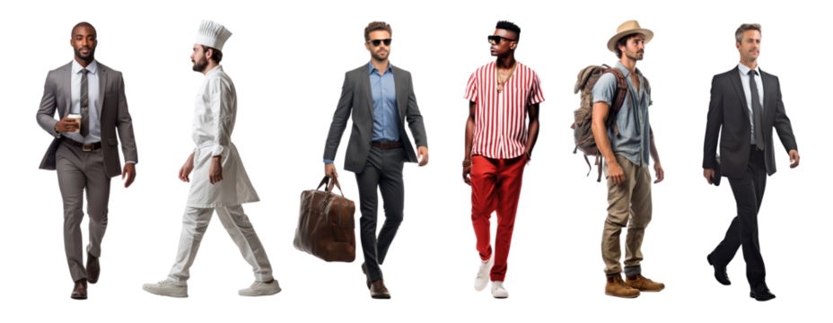 Man standing walking adult. png element set on transparent background