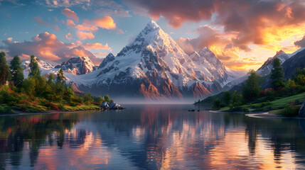 Tranquil Mountain Vista: Reflections in a Serene Lake