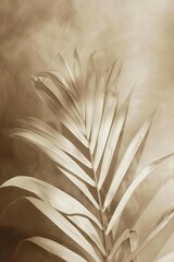 palm leaf of the palm tree print in beige