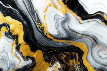 abstract fluid art with black and gold paint