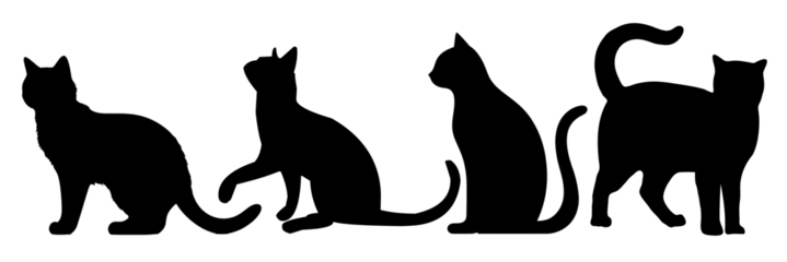 Silhouette cats png element set on transparent background