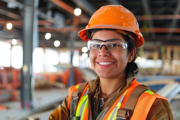 Smiling construction worker in safety gear