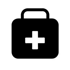 Fototapeta premium Medicine bag aid kit health box emergency help care Pictogram 