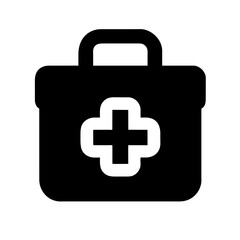 Fototapeta premium Medicine bag aid kit health box emergency help care Pictogram 