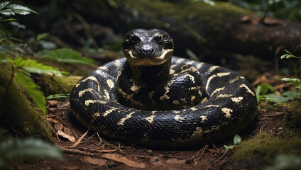 Obraz premium black and white rattlesnake