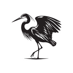 Obraz premium Heron Silhouette: Elegant Black Vector Art Capturing the Grace and Poise of These Majestic Wetland Birds - Heron Vector - Heron Illustration.