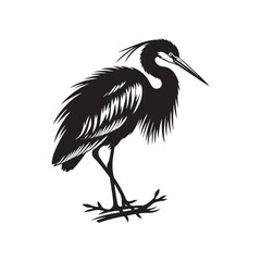 Obraz premium Heron Silhouette: Elegant Black Vector Art Capturing the Grace and Poise of These Majestic Wetland Birds - Heron Vector - Heron Illustration.
