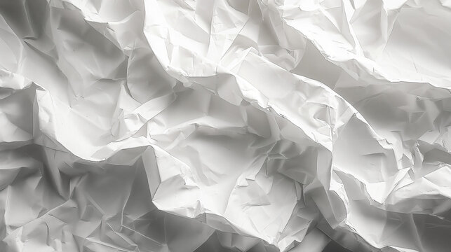 Crumpled paper makes an abstract surface. White crumpled wrinkled paper pattern surface texture background.