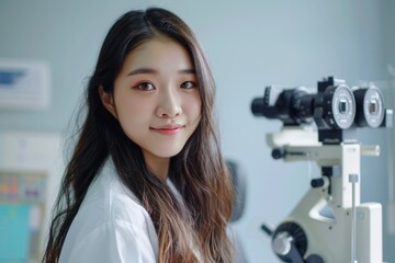 Naklejka premium young asian woman in medical office