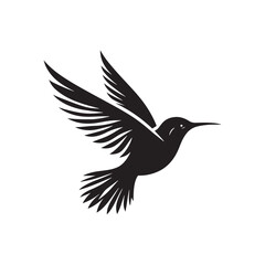 Obraz premium Hummingbird Vector Silhouette: Delicate Black Vector Art Capturing the Grace and Speed of These Tiny Iconic Birds - Hummingbirds Illustration.