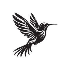 Obraz premium Hummingbird Vector Silhouette: Delicate Black Vector Art Capturing the Grace and Speed of These Tiny Iconic Birds - Hummingbirds Illustration.