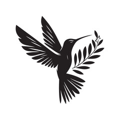 Hummingbird Vector Silhouette: Delicate Black Vector Art Capturing the Grace and Speed of These Tiny Iconic Birds - Hummingbirds Illustration.
