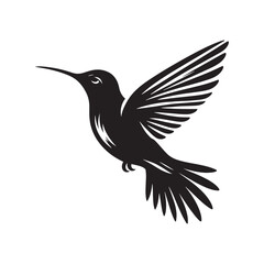 Hummingbird Vector Silhouette: Delicate Black Vector Art Capturing the Grace and Speed of These Tiny Iconic Birds - Hummingbirds Illustration.