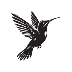 Hummingbird Vector Silhouette: Delicate Black Vector Art Capturing the Grace and Speed of These Tiny Iconic Birds - Hummingbirds Illustration.