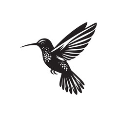 Obraz premium Hummingbird Vector Silhouette: Delicate Black Vector Art Capturing the Grace and Speed of These Tiny Iconic Birds - Hummingbirds Illustration.