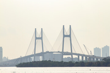 Panoramic View Of Phu My Cable-Stayed Bridge In Ho Chi Minh City, Vietnam.
