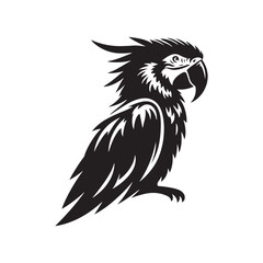 Obraz premium Vector Macaw Parrot Silhouette: Striking Black Vector Art Capturing the Vibrant Beauty and Tropical Majesty of These Iconic Parrots- Macaw Parrot Illustration.