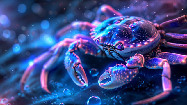 Image of cancer sign with stars on black background. Zodiac signs, stars and horoscop concept digitally generated image.