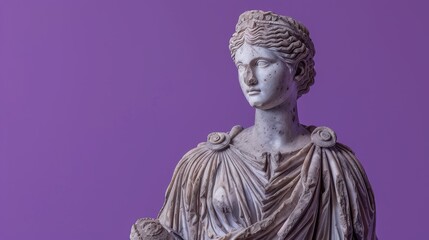 Obraz premium ancient greek statue of a woman on purple background