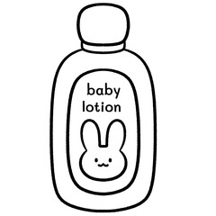 baby set outline baby lotion bottle illustration and cartoon style pastel baby toy isolated