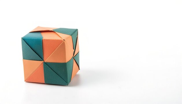 shapes and sizes concept paper origami isolated on white background of a multiple multi colored square cube or box, with copy space, simple starter craft for kids