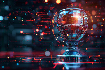 Trophy, Business and finance, Technology, futuristic background 