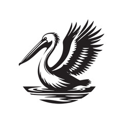 Pelican Silhouettes: The Majestic Presence and Graceful Flight of These Iconic Coastal Bird - Pelican Vector - Pelican Illustration- Shore Bird Silhouette.