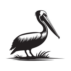 Pelican Silhouettes: The Majestic Presence and Graceful Flight of These Iconic Coastal Bird - Pelican Vector - Pelican Illustration- Shore Bird Silhouette.