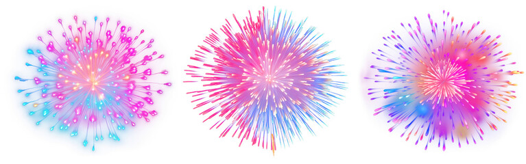 Fireworks outdoors sparks png element set on transparent background