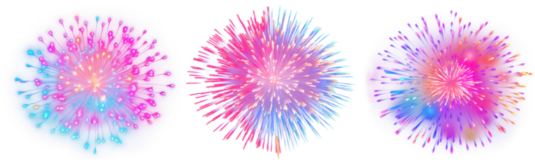 Fireworks outdoors sparks png element set on transparent background