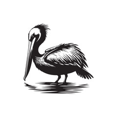 Pelican Silhouettes: The Majestic Presence and Graceful Flight of These Iconic Coastal Bird - Pelican Vector - Pelican Illustration- Shore Bird Silhouette.