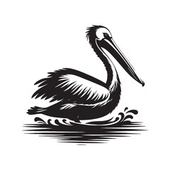 Pelican Silhouettes: The Majestic Presence and Graceful Flight of These Iconic Coastal Bird - Pelican Vector - Pelican Illustration- Shore Bird Silhouette.