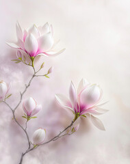Ilustracja, abstrakcyjne dekoracyjne kwiaty. Magnolia różowy pastelowy kolor. Wzór kwiatowy