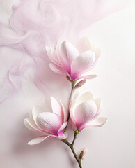 Ilustracja, abstrakcyjne dekoracyjne kwiaty. Magnolia różowy pastelowy kolor. Wzór kwiatowy