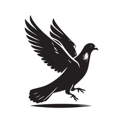 Pigeon Silhouette: Striking Black Vector Art Capturing the Urban Charm and Graceful Flight of These Iconic City Birds - Pigeon Vector - Pigeon Illustration.