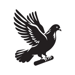 Pigeon Silhouette: Striking Black Vector Art Capturing the Urban Charm and Graceful Flight of These Iconic City Birds - Pigeon Vector - Pigeon Illustration.
