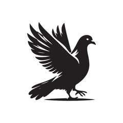 Pigeon Silhouette: Striking Black Vector Art Capturing the Urban Charm and Graceful Flight of These Iconic City Birds - Pigeon Vector - Pigeon Illustration.