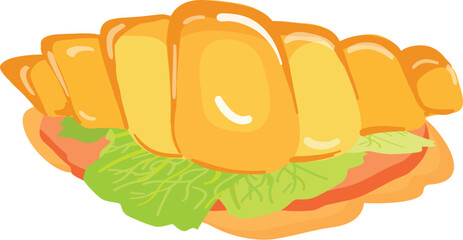 Healthy vegetable croissant icon cartoon vector. Tasty food. Dinner bread