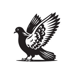 Pigeon Silhouette: Striking Black Vector Art Capturing the Urban Charm and Graceful Flight of These Iconic City Birds - Pigeon Vector - Pigeon Illustration.