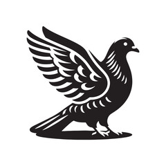 Pigeon Silhouette: Striking Black Vector Art Capturing the Urban Charm and Graceful Flight of These Iconic City Birds - Pigeon Vector - Pigeon Illustration.