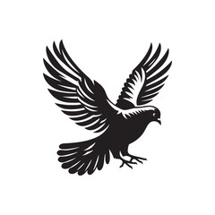 Pigeon Silhouette: Striking Black Vector Art Capturing the Urban Charm and Graceful Flight of These Iconic City Birds - Pigeon Vector - Pigeon Illustration.