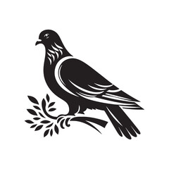 Pigeon Silhouette: Striking Black Vector Art Capturing the Urban Charm and Graceful Flight of These Iconic City Birds - Pigeon Vector - Pigeon Illustration.