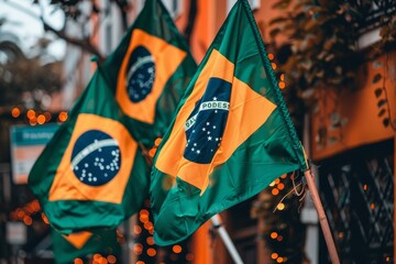 Vibrant brazilian flags and decorations on streets celebrating independence day in brazil
